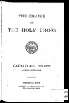 1921-1922 Catalog by College of the Holy Cross