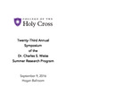2016 Proceedings 23rd Annual Summer Research Symposium by College of the Holy Cross